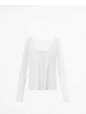 Zara lace trim pointelle long sleeve t shirt